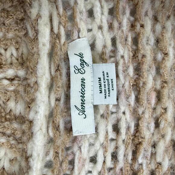 American Eagle Tan Cozy Chunky Knit Cardigan Sweater - Size - Medium - Picture 5 of 6
